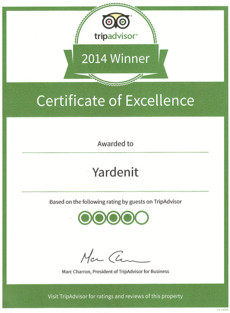 Trip Advisor 2014 Certificate of Excellence