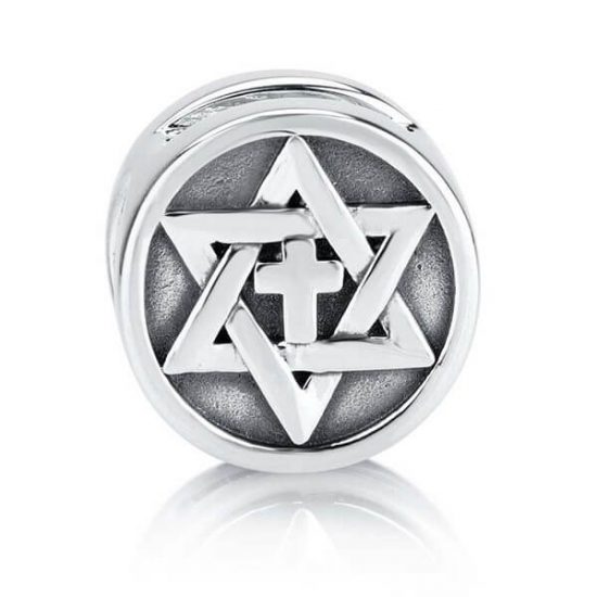 Messianic Star of David Silver Medallion Charm