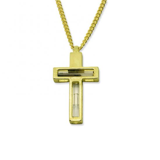 Golden Cross with Holy Water and Holy Soil