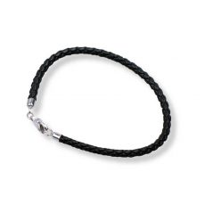 Black Leather Charm Bracelet