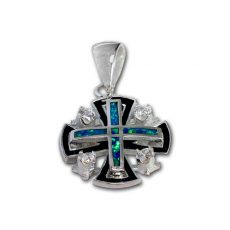 Silver Jerusalem Cross with Opal