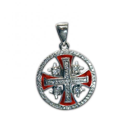 Silver Jerusalem Cross with Enamel