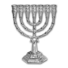Silver Plated Menorah with Star of David