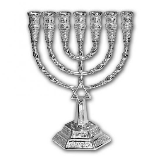 Silver Plated Menorah with Star of David