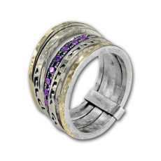 Multi Ring with Two Blessings and Amethyst Stones