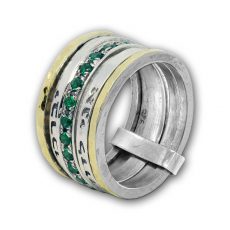 Multi Ring with Two Blessings and Emerald Stones