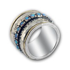 Silver and Gold Ring with Two Blessings and Opal Stones