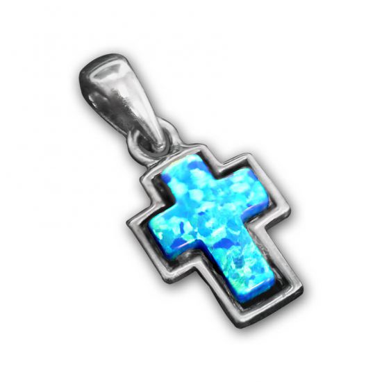 Small Silver with Opal Cross
