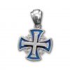Silver with Blue Enamel Jerusalem Cross