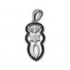 Silver Grafted In Pendant with Black and Clear Crystals