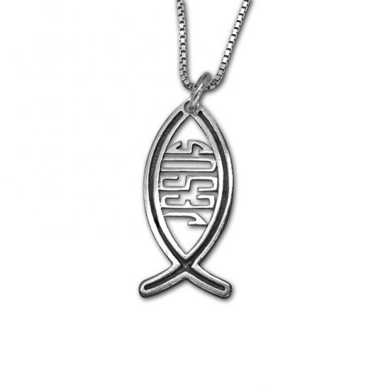 Silver Jesus Fish Necklace