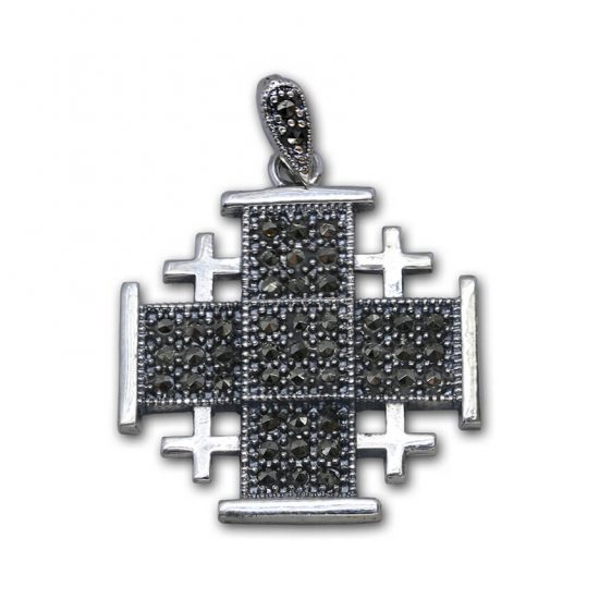 Sterling Silver Jerusalem Cross with Marcasite Stones