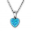 Blue Opal Heart Pendant with Sterling Silver hanging ring
