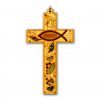 Wooden Cross with Dove and Fish