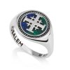 Silver Ring Jerusalem Cross with Eilat Stone